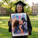 Acuarela Personalizada Graduación Foto Marco Flotante Impresiones en Lienzo con Nombre Sala de Estar Decoración del Hogar Graduación para Graduados