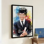 Acuarela Personalizada Graduación Foto Marco Flotante Impresiones en Lienzo con Nombre Sala de Estar Decoración del Hogar Graduación para Graduados