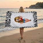 Personalizzato Leopardo Zebra Stampa Carino Personaggio dei cartoni animati Asciugatura rapida Asciugamano da spiaggia in microfibra con nome Festa in spiaggia Regalo di compleanno per la donna Miglio