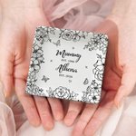 Spersonalizowany okrągły kwadratowy wieniec w kształcie serca Ceramiczny pojemnik na biżuterię z imieniem i datą Prezent na Dzień Matki dla mamy i babci