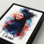 Acuarela Personalizada Graduación Foto Marco Flotante Impresiones en Lienzo con Nombre Sala de Estar Decoración del Hogar Graduación para Graduados