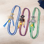 Personalized Two-colored Ribbon Braided Lei with Glitter Grad Cap Tag and Name Graduation Gift for Graduates