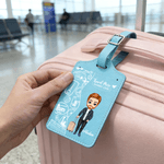 Personalized Cute Cartoon Character Travel Theme Passport Holder Luggage Tag with Name and Quote Travel Holiday Gift for Travel Lovers Friends