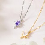 Personligt Starburst Birthstone-halsband Smycken för dagligt bruk Födelsedagspresent till mamma Flickvän