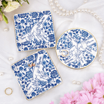 Personalisierte Chinoiserie Blume Hände in den Händen Keramik Trinket Schmuck Schale mit 1-10 Namen Muttertag Geburtstag Geschenk für Mama Oma