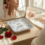 Spersonalizowany okrągły kwadratowy wieniec w kształcie serca Ceramiczny pojemnik na biżuterię z imieniem i datą Prezent na Dzień Matki dla mamy i babci
