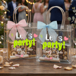 Personalized A Toast To Forever Transparent Gift Bag with Names Date and Pink Ribbon Daily Use Wedding Gift for Bridesmaids Newlyweds