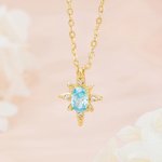 Personligt Starburst Birthstone-halsband Smycken för dagligt bruk Födelsedagspresent till mamma Flickvän