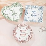 Spersonalizowany okrągły kwadratowy wieniec w kształcie serca Ceramiczny pojemnik na biżuterię z imieniem i datą Prezent na Dzień Matki dla mamy i babci