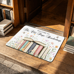 Felpudo antideslizante personalizado con texto Flor de libro Decoración del hogar Uso diario Regalo de cumpleaños para amigo ratón de biblioteca