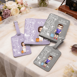 Personalized Cute Cartoon Character Travel Theme Passport Holder Luggage Tag with Name and Quote Travel Holiday Gift for Travel Lovers Friends