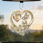 Personalised Floral Butterfly Heart-Shaped Acrylic Ornament with Title and Text Car Decor Memorial Gift for Family