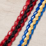 Personalized Two-colored Ribbon Braided Lei with Glitter Grad Cap Tag and Name Graduation Gift for Graduates