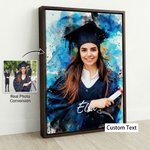 Acuarela Personalizada Graduación Foto Marco Flotante Impresiones en Lienzo con Nombre Sala de Estar Decoración del Hogar Graduación para Graduados