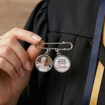 Personalised Walking Beside You Every Step 1-2 Photos Brooch Pin with Text Memorial Graduation Gift for Graduates