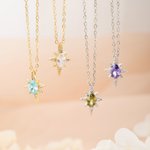 Personligt Starburst Birthstone-halsband Smycken för dagligt bruk Födelsedagspresent till mamma Flickvän