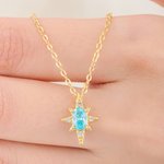 Personligt Starburst Birthstone-halsband Smycken för dagligt bruk Födelsedagspresent till mamma Flickvän