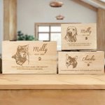 Personalised Engraved Pet Portrait Wooden Memory Storage Box with Name Text and Year Loss of Pet Memorial Gift for Pet Owner Lover