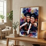 Acuarela Personalizada Graduación Foto Marco Flotante Impresiones en Lienzo con Nombre Sala de Estar Decoración del Hogar Graduación para Graduados
