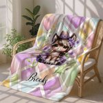 Personalizzato Cartoon Cowgirl cavallo nascita fiore morbido coperta con nome Home Decor regalo di compleanno per le ragazze amanti del cavallo