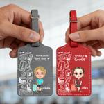 Personalized Cute Cartoon Character Travel Theme Passport Holder Luggage Tag with Name and Quote Travel Holiday Gift for Travel Lovers Friends
