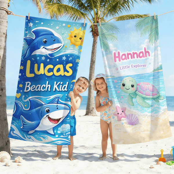 Toalla de playa de gran tamaño, de secado rápido y suave, personalizada con el nombre de un astronauta, animal marino, fantasía, unicornio Vacaciones de verano, fiesta de playa, regalo de cumpleaños p