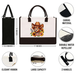 Personalized American Highland Cow Sunflower Large Capacity Tote Bag Portable Makeup Bag with Name American Independence Day Gift for Her