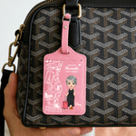 Personalized Cute Cartoon Character Travel Theme Passport Holder Luggage Tag with Name and Quote Travel Holiday Gift for Travel Lovers Friends