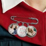 Personalised Walking Beside You Every Step 1-2 Photos Brooch Pin with Text Memorial Graduation Gift for Graduates