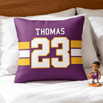 Personalized Multicolor Number Striped Soft Throw Pillow Cover with Name Home Decor Game Day Birthday Gift for Boyfriend Father Man