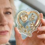 Personalised Floral Butterfly Heart-Shaped Acrylic Ornament with Title and Text Car Decor Memorial Gift for Family