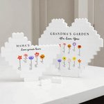 Puzzle di mattoncini da costruzione personalizzati con nome, testo e titolo per la festa della mamma, per il giardino della nonna, per il fiore della nascita e per il cuore.