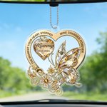 Personalised Floral Butterfly Heart-Shaped Acrylic Ornament with Title and Text Car Decor Memorial Gift for Family