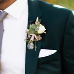 Gepersonaliseerde 1-5 foto's Lapel Broche Pin met naam hanger Engagement Wedding Gift voor bruid bruidegom vader