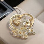 Personalised Floral Butterfly Heart-Shaped Acrylic Ornament with Title and Text Car Decor Memorial Gift for Family