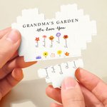 Puzzle di mattoncini da costruzione personalizzati con nome, testo e titolo per la festa della mamma, per il giardino della nonna, per il fiore della nascita e per il cuore.