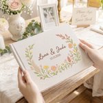 Henkilökohtaista Floral Wreath Wedding Guest Book nimillä ja päivämäärällä 100 arkkia Häälahja vastasyntyneille