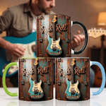 Spersonalizowany kubek ceramiczny z imieniem i nazwiskiem Rock Guitar 11 oz 15 oz Codzienny prezent urodzinowy dla miłośników gitary