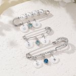 Personalisierte Initial Shell Charm Sicherheit Brosche etwas blau Pin mit Herz-Anhänger Hochzeitstag Geschenk für Braut