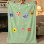 Personnalisé 1-12 Fleurs de naissance Couverture douce avec noms Décoration de la maison Fête des mères Cadeau d'anniversaire pour Maman Grand-mère Femme