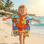 Serviette de plage à capuche personnalisée Princesse Sirène Dinosaure Plongeur Séchage rapide avec nom Accessoires de plage Cadeau d'anniversaire pour Garçons Filles