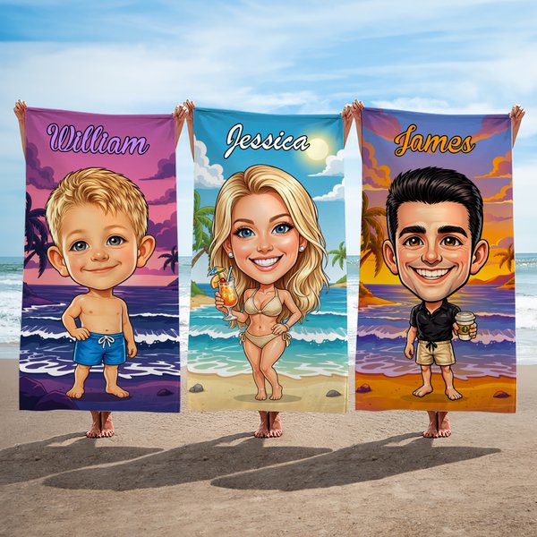 Serviette de plage à séchage rapide avec nom Anniversaire Voyage à la plage Cadeau pour la famille Amis