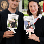Personalized Newspaper Backdrop Ribbon Bow Photo Graduation Fans with Text Graduation Gift for Graduates