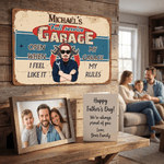 Henkilökohtainen Vintage Cartoon Auto Mechanic Character Garage Metal merkki nimi Isänpäivä Syntymäpäivä lahja isälle