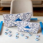 Personalized Chinoiserie Mahjong Tiles Pouch Makeup Bag with Text Travel Accessory Birthday Gift for Mahjong Lovers