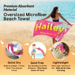 Personalizada Palm Gradiente Nombre Bolsa de Yute Toalla de Playa de Secado Rápido Suave Sobredimensionada con Texto Vacaciones de Verano Fiesta en la Playa Regalo de Cumpleaños para Mujer