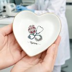 Personalised Medical Birth Flower Jewellery Tray with Name Nurses' Day Birthday Gift for Medical Staff Nurse Doctor
