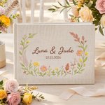 Henkilökohtaista Floral Wreath Wedding Guest Book nimillä ja päivämäärällä 100 arkkia Häälahja vastasyntyneille