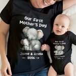 Body para bebé y camiseta personalizados de 100% algodón con nombre y diseño de animales regalo de Día de la Madre para recién nacidos y mamá