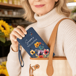 Personalizzato Nuovo Capitolo Farfalla floreale Portafoglio portatile in pelle PU con nome e braccialetto Regalo di compleanno in pensione per donne